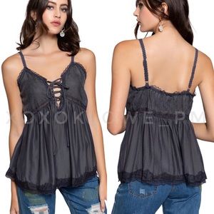 1 S POL Charcoal Spaghetti Strap Baby Doll Cami Top